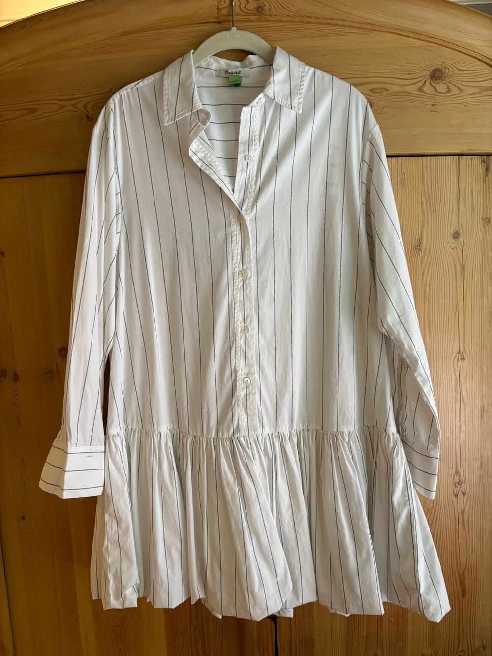 Madewell White/Black Bubble-Hem Mini Shirtdress - Picture 2 of 8